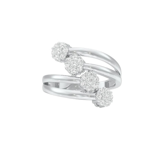 Twisted Cluster Diamond Ring