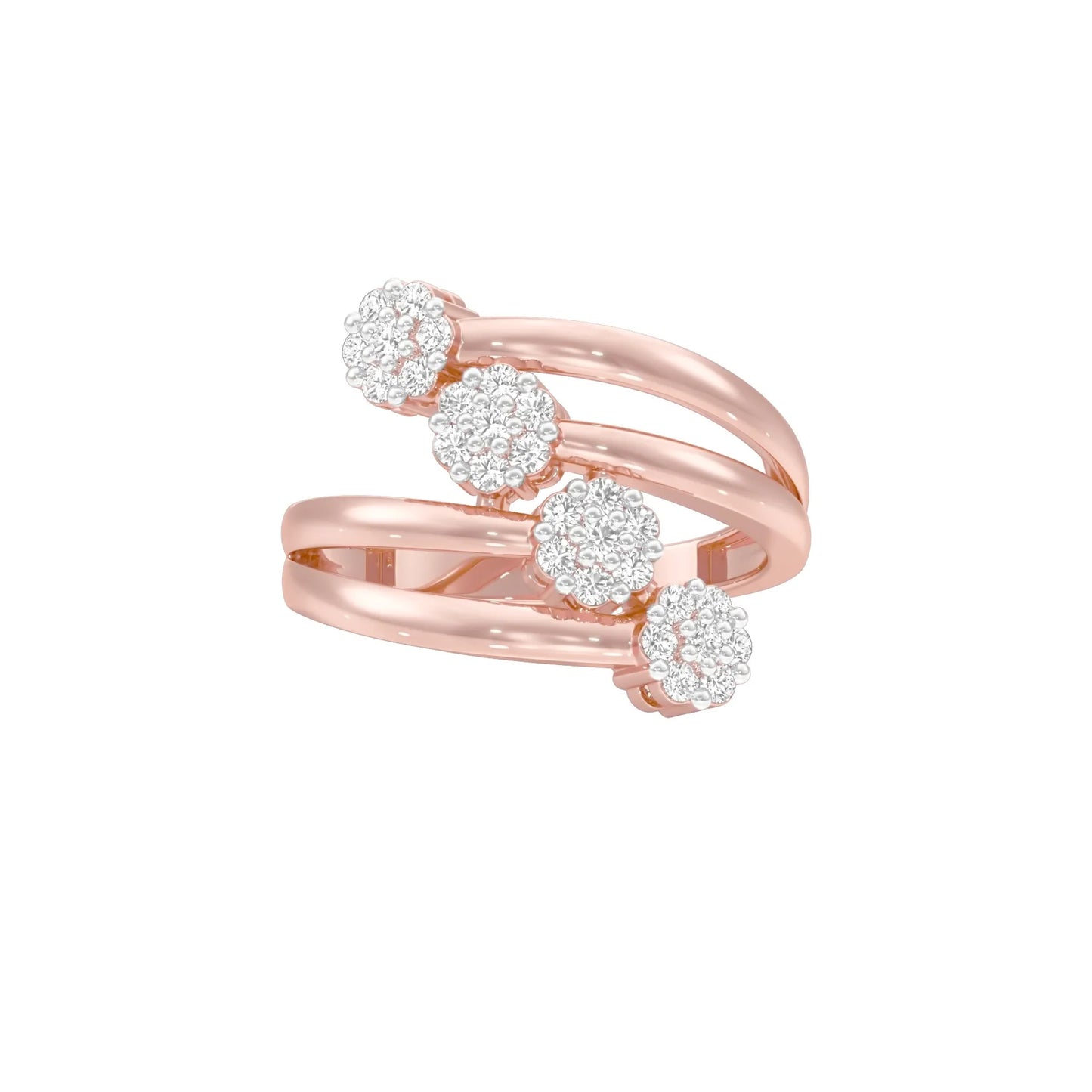 Twisted Cluster Diamond Ring