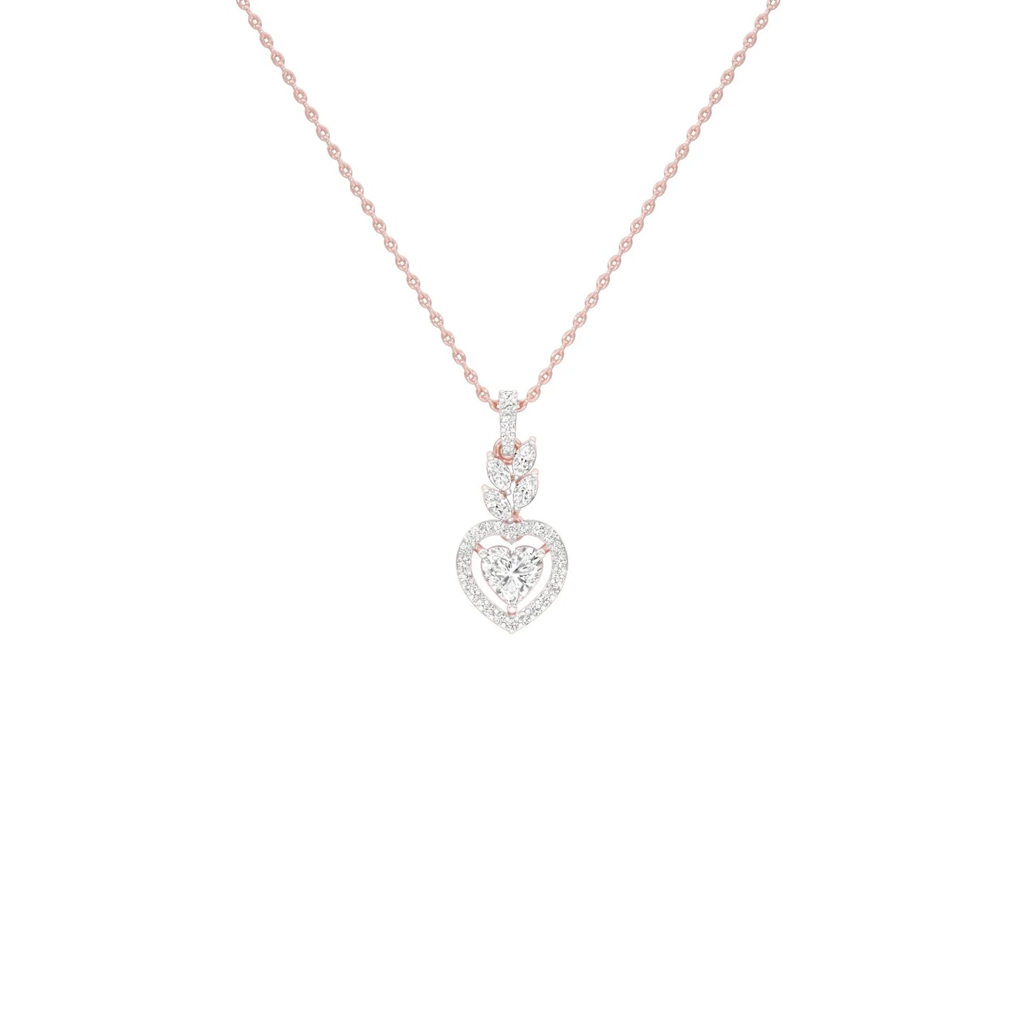 Petal & Pave Heart Diamond Pendant